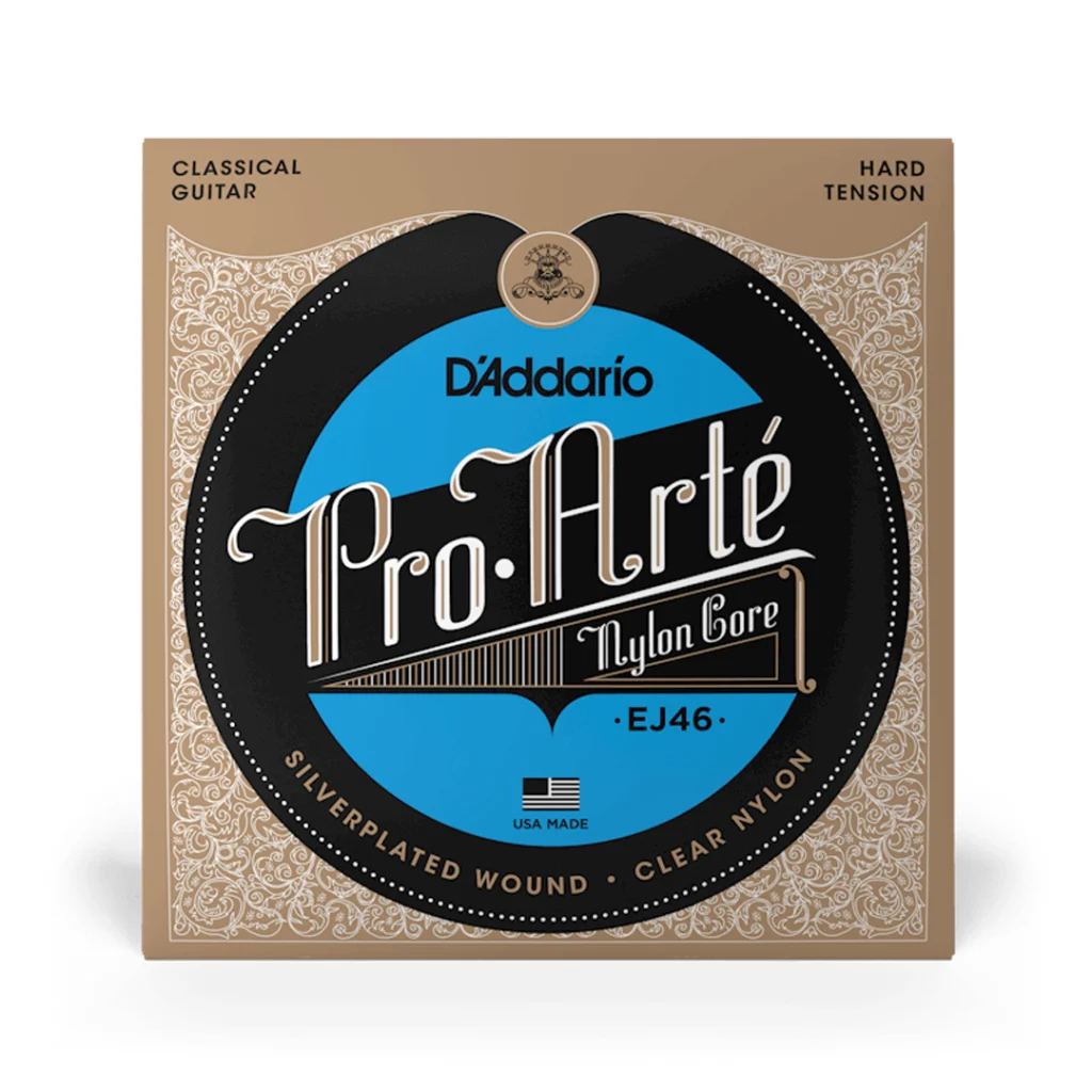 Empaque frontal de las cuerdas D'Addario EJ46 Pro-Arté Nylon en tensión alta para guitarra clásica.